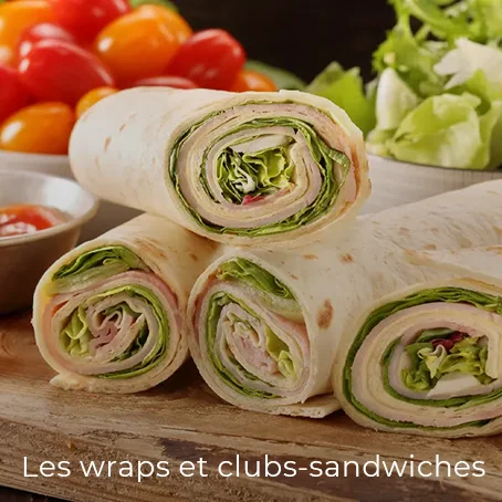 Lunches & sandwiches : les sandwiches à la carte - Les wraps & clubs sandwiches
